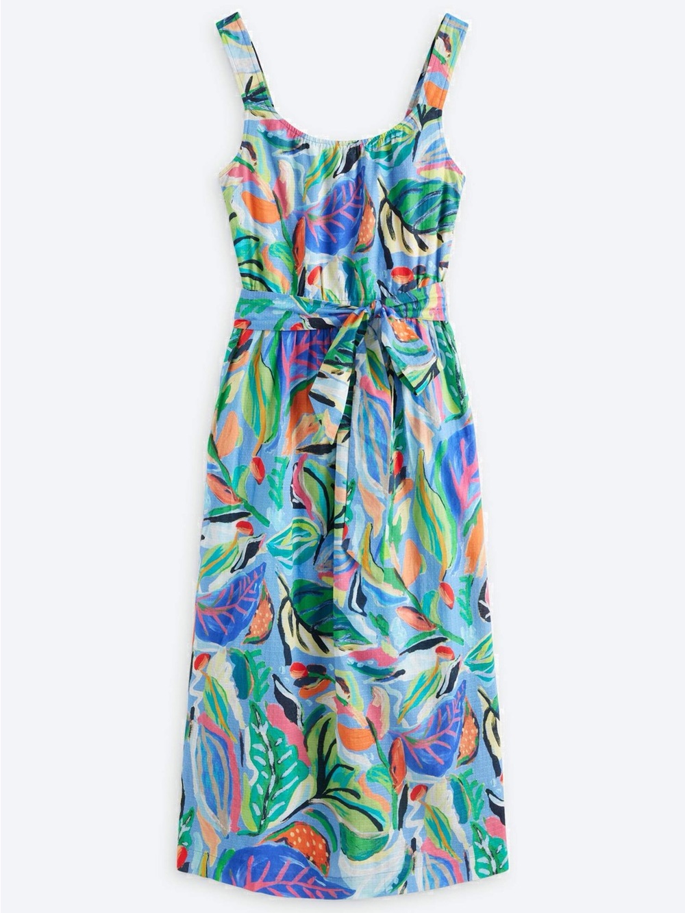 NIC+ZOE Sophie Island Beat Midi Dress Cotton Tropical Floral Pockets XS 0 2 Blue